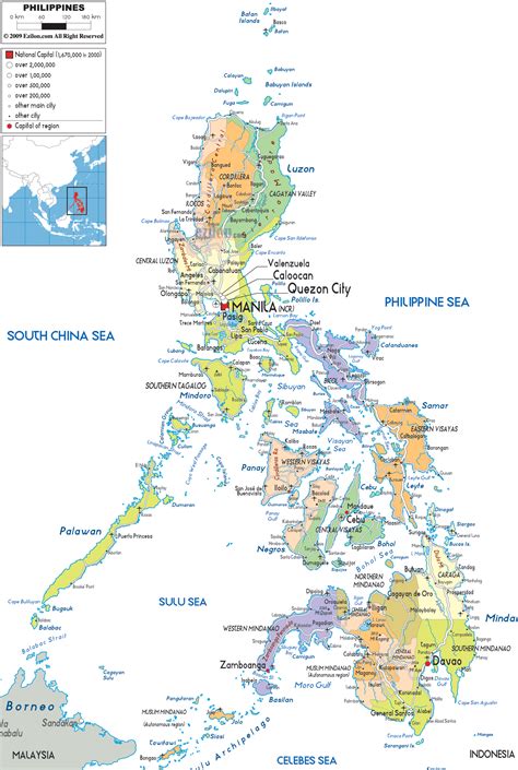 Map of Philippines with cities and towns.